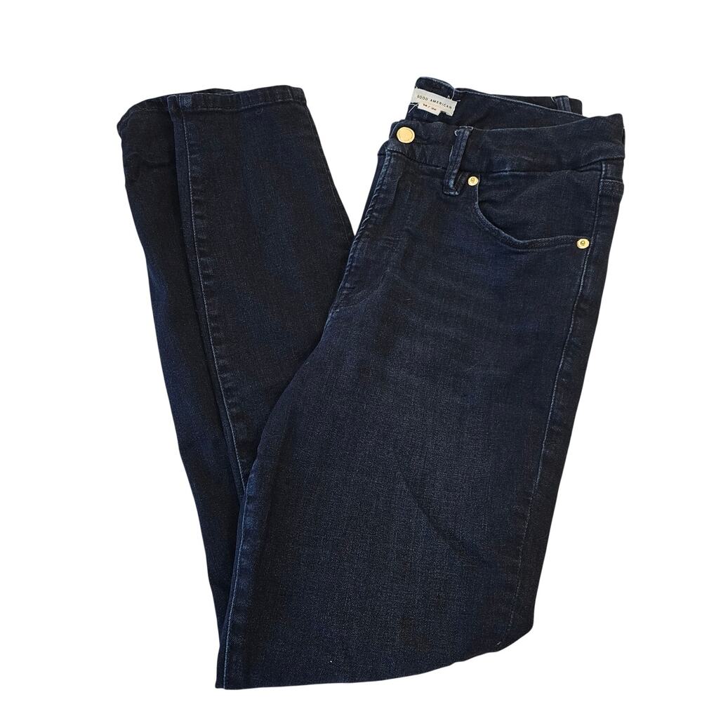 Good American Good Legs Skinny Jeans Dark Wash Sz 14/32 High Rise Stretch Denim